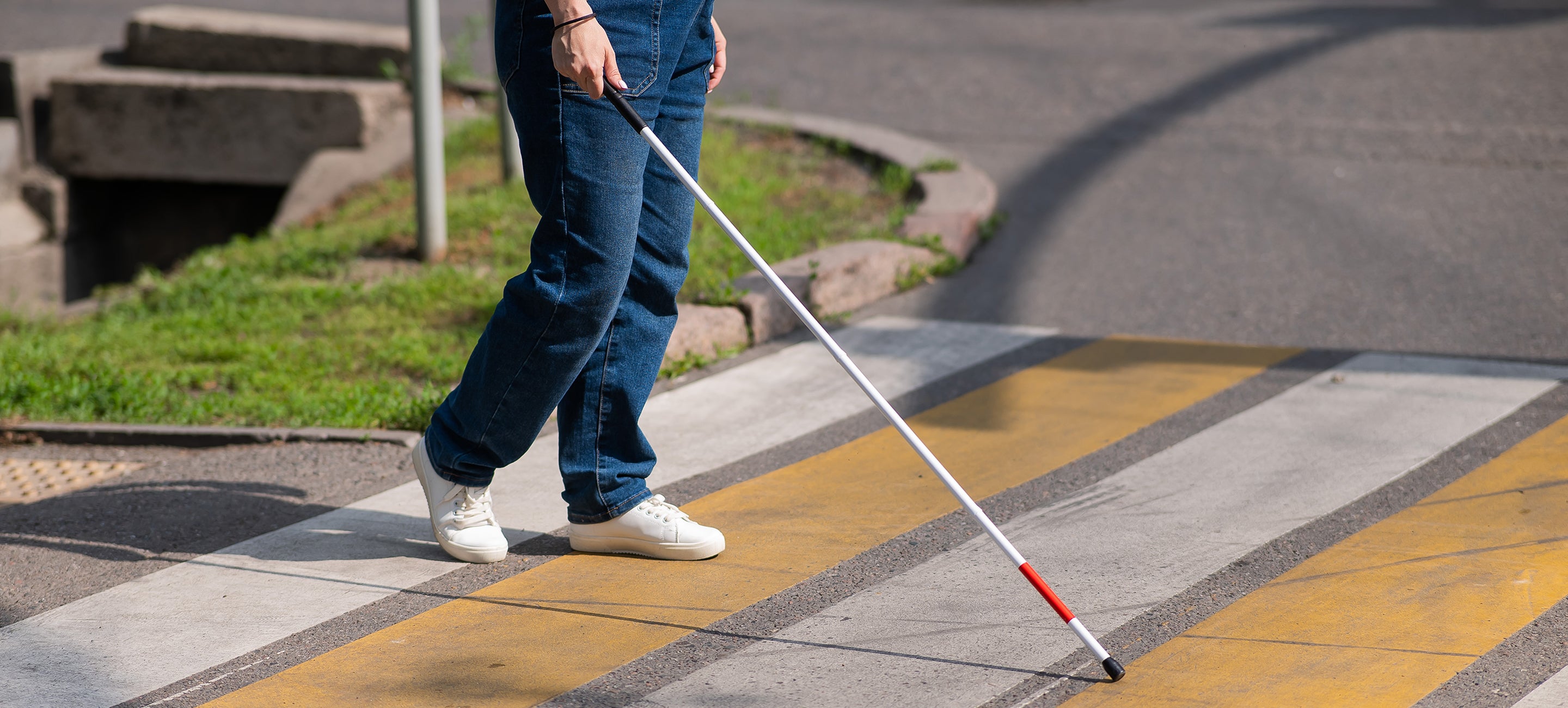 Walking person with cane