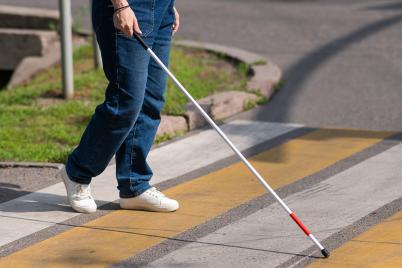 Walking person with cane